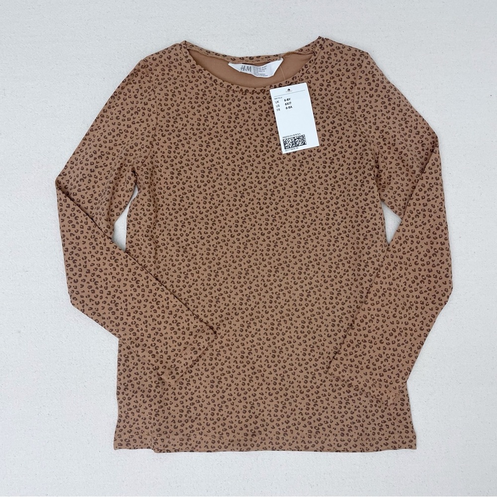 H&M | 6X/7 Leopard Animal Print Long Sleeve Tee